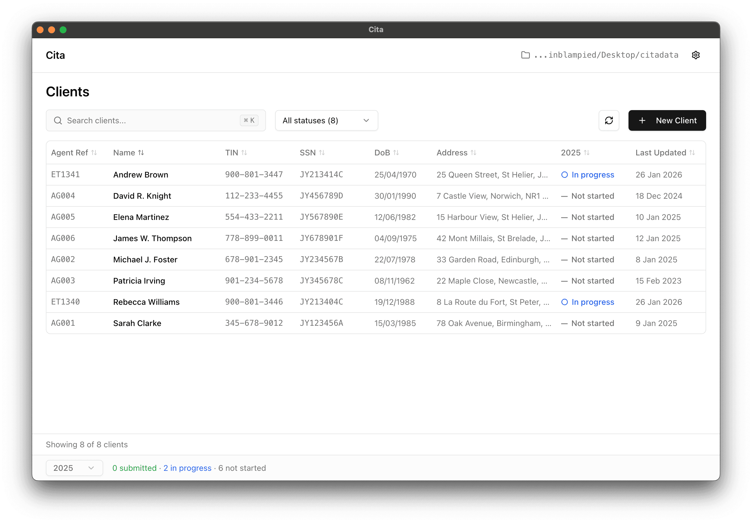 Cita application screenshot